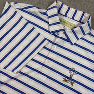 Donald Ross White Striped Performance Polo Men's‎ Sz Medium Tobacco Road